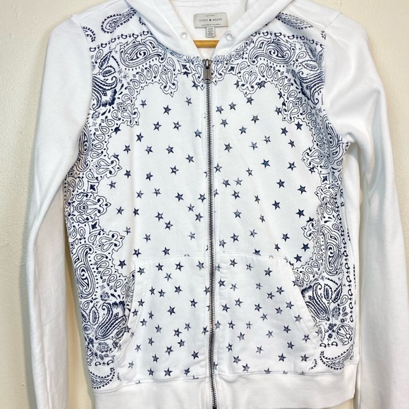 VINTAGE LUCKY BRAND BANDANA PRINT FULL ZIP HOODIE - Picture 3 of 6